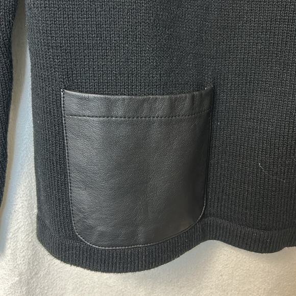 Chaps Women's Sweater Jacket with Leather Like Accents Size 2X Black Zip Up NWT - Picture 7 of 10